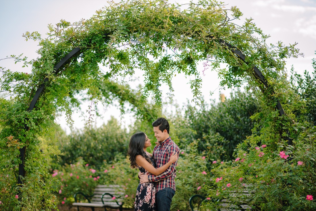 Engagement session at Hermann Park Centennial Gardens Houston Skyline Bayou Park