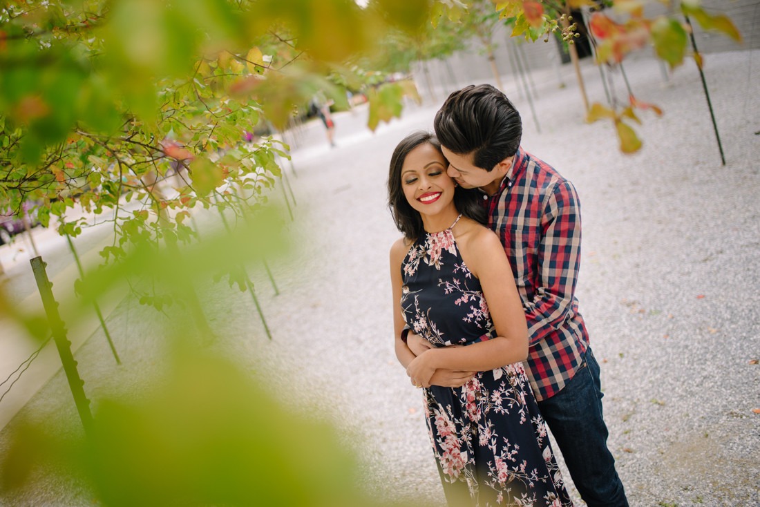 Engagement session at Hermann Park Centennial Gardens Houston Skyline Bayou Park