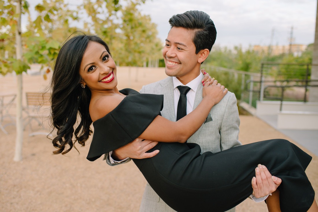 Engagement session at Hermann Park Centennial Gardens Houston Skyline Bayou Park