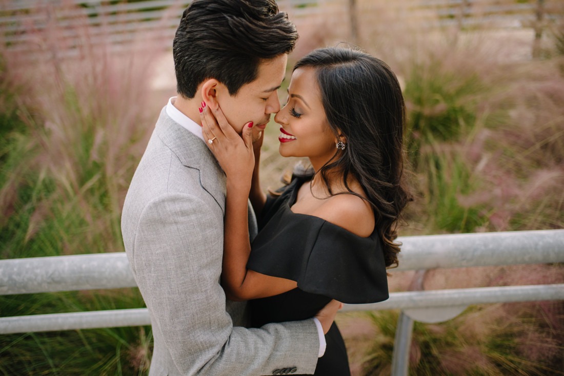 Engagement session at Hermann Park Centennial Gardens Houston Skyline Bayou Park