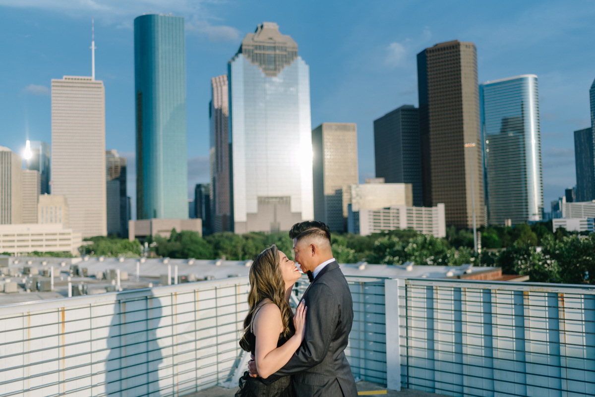 engagement at Houston Skyline