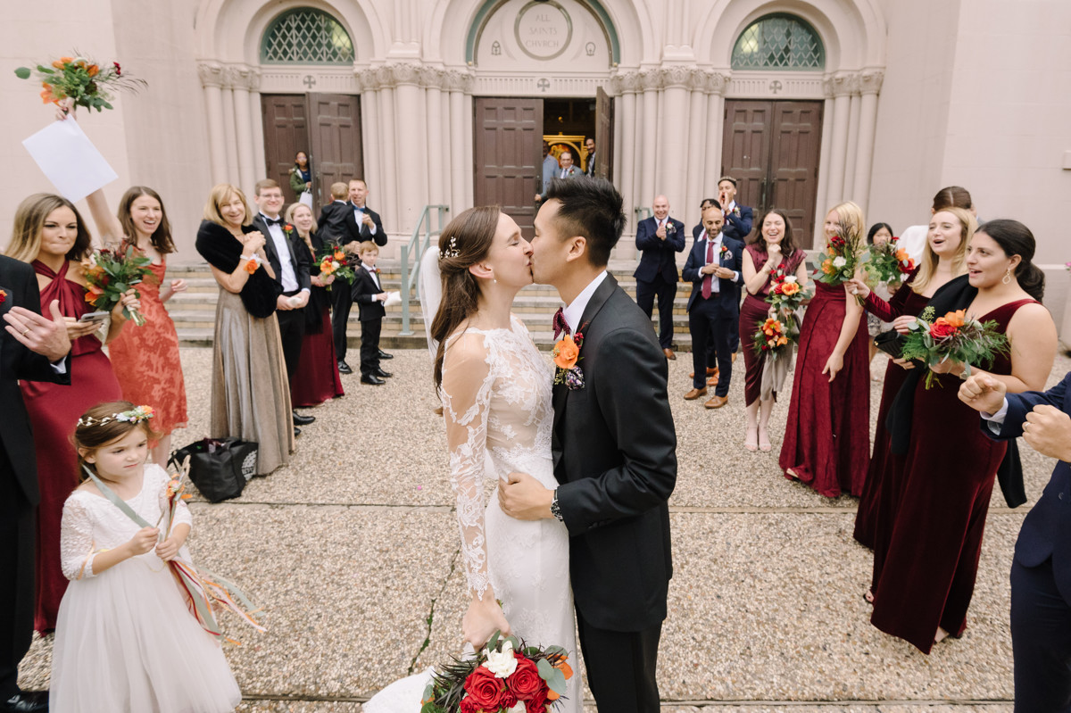 Houston wedding ceremony all saints catholic church reception rice cohen house