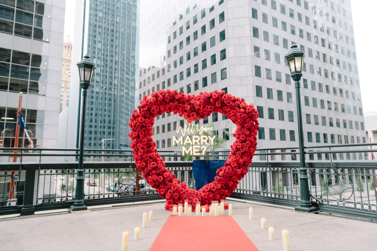 Downtown houston bar engagement proposal skyline best houston photographer