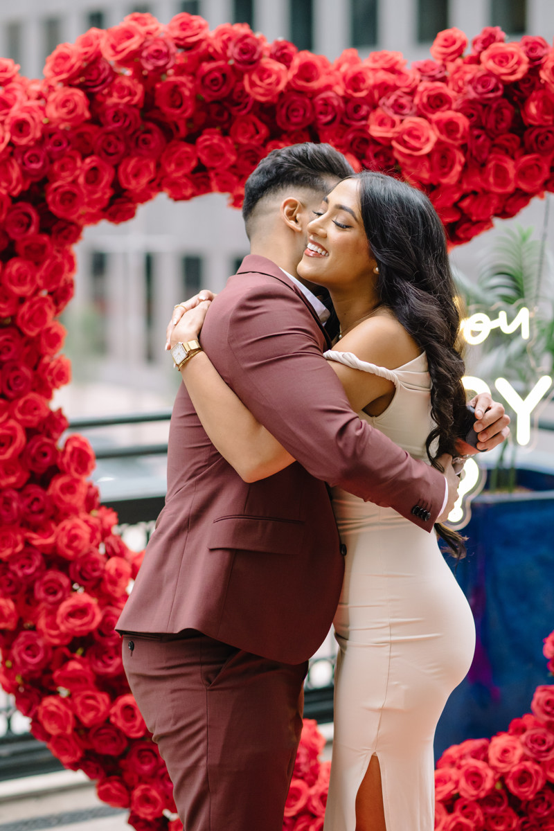 Downtown houston bar engagement proposal skyline best houston photographer