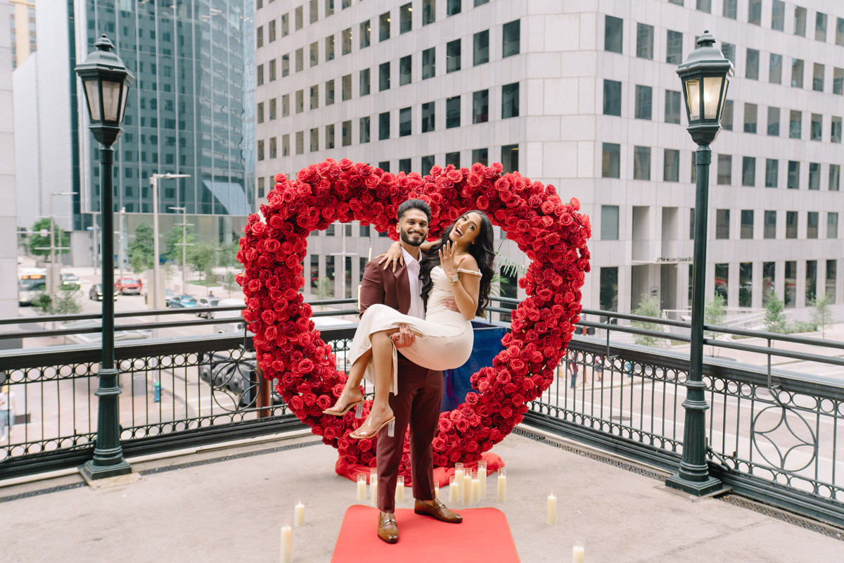 Downtown houston bar engagement proposal skyline best houston photographer
