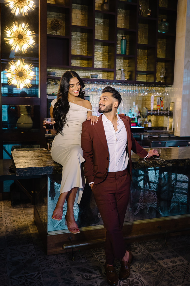 Downtown houston bar engagement proposal skyline best houston photographer