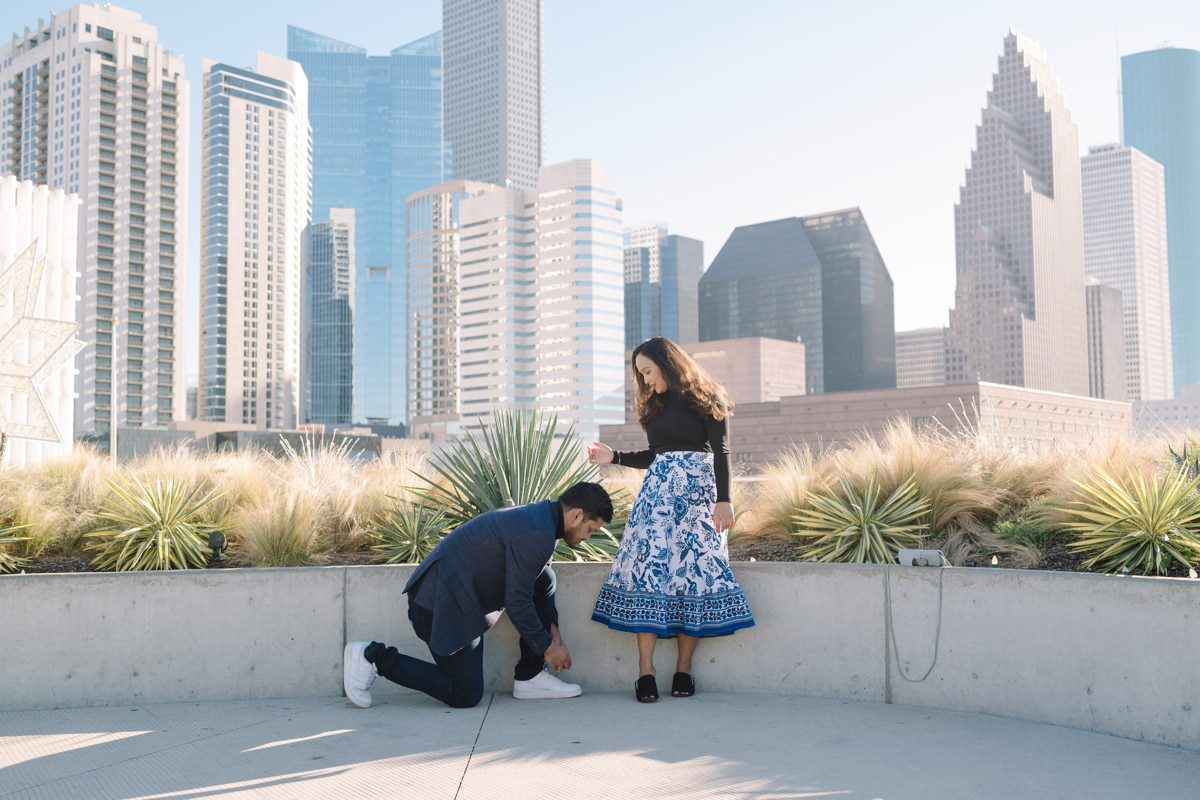 Post Houston HTX building sky garden rooftop garden engagement proposal location best houston photographer