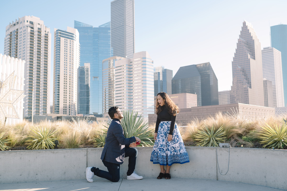 Post Houston HTX building sky garden rooftop garden engagement proposal location best houston photographer