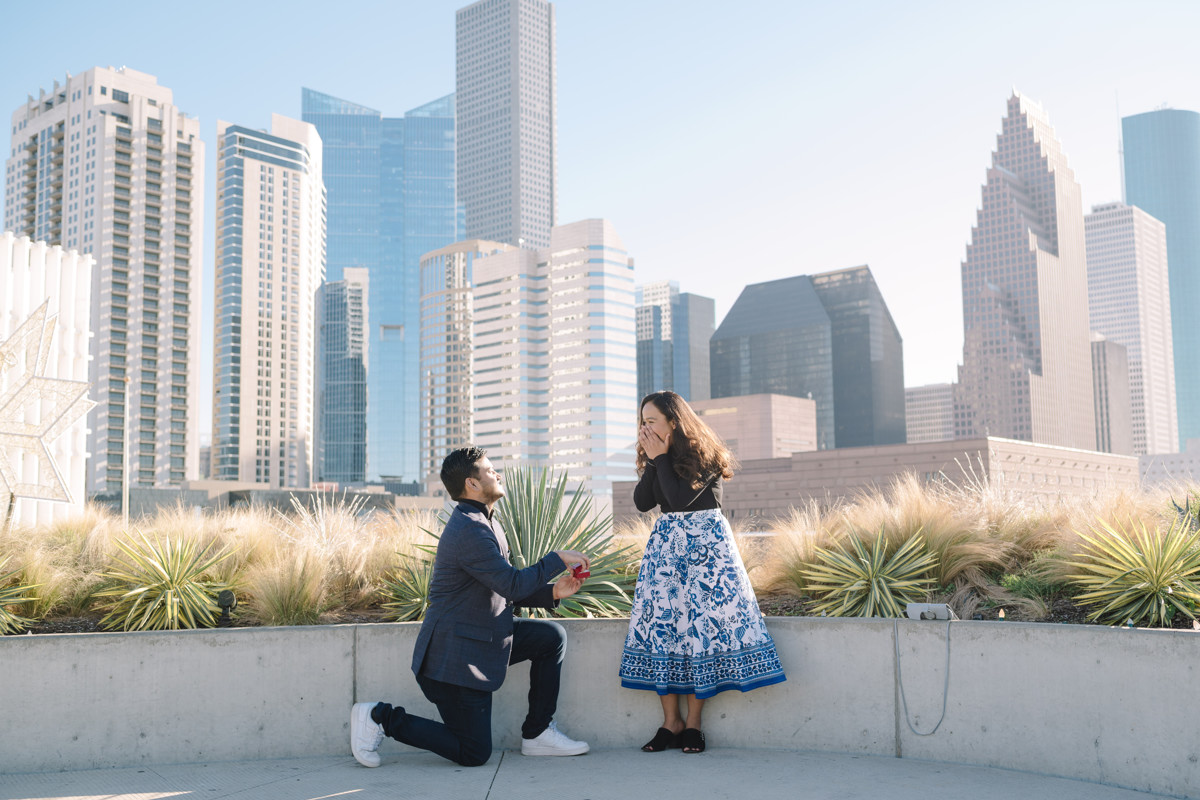 Post Houston HTX building sky garden rooftop garden engagement proposal location best houston photographer