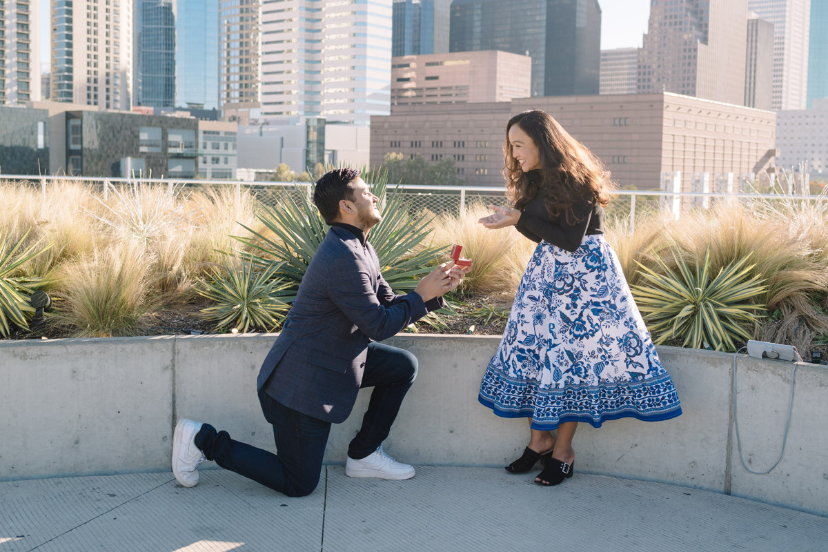 Post Houston HTX building sky garden rooftop garden engagement proposal location best houston photographer