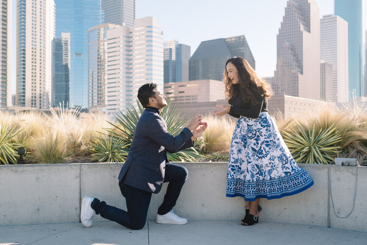 Post Houston HTX building sky garden rooftop garden engagement proposal location best houston photographer