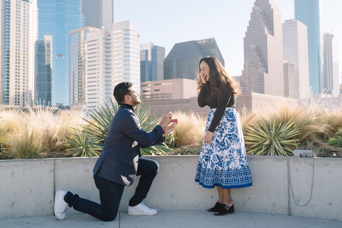 Post Houston HTX building sky garden rooftop garden engagement proposal location best houston photographer