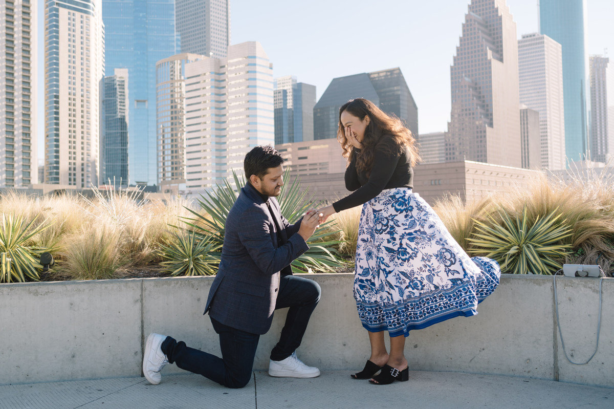 Post Houston HTX building sky garden rooftop garden engagement proposal location best houston photographer
