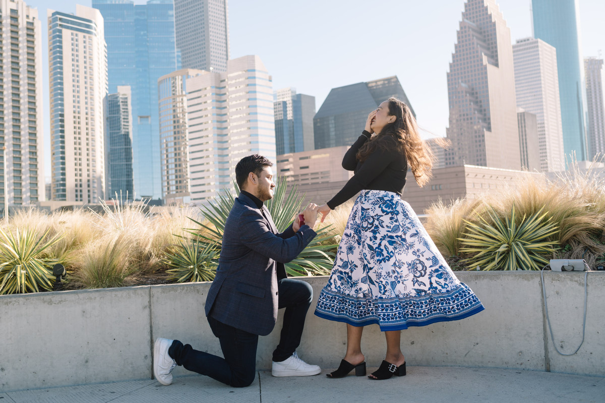 Post Houston HTX building sky garden rooftop garden engagement proposal location best houston photographer