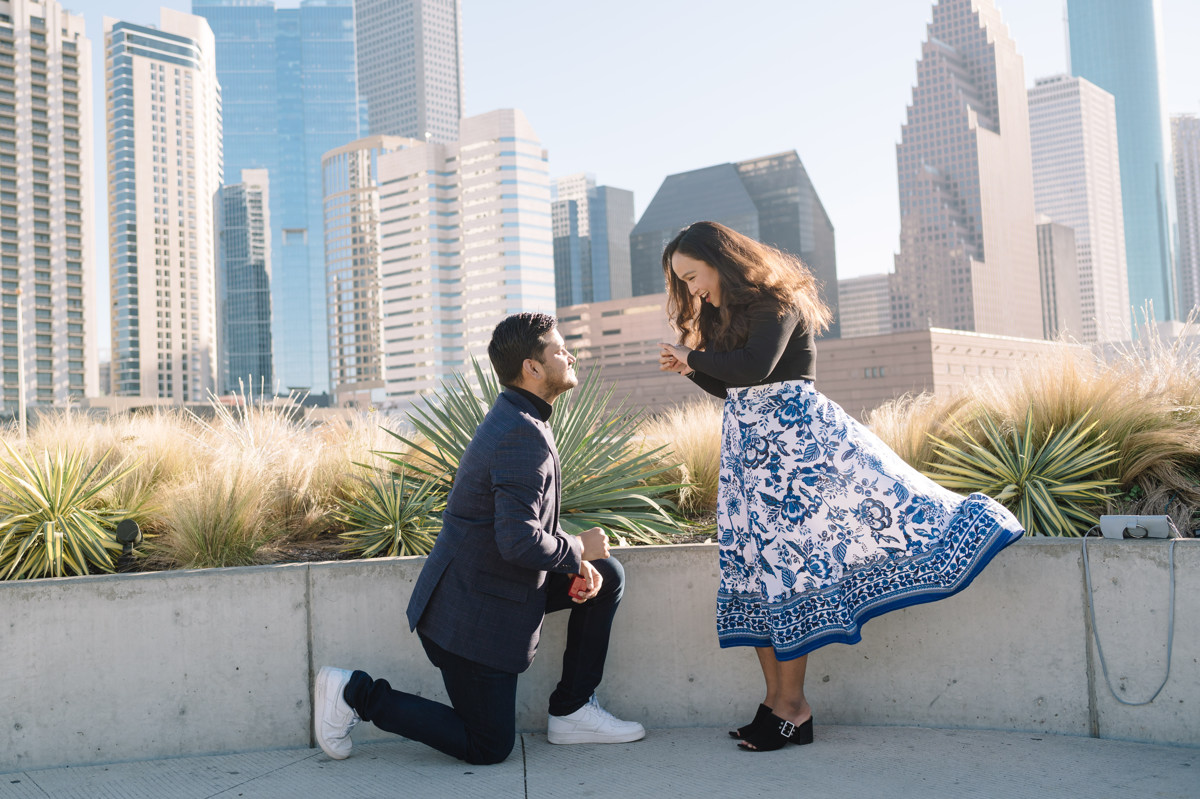 Post Houston HTX building sky garden rooftop garden engagement proposal location best houston photographer