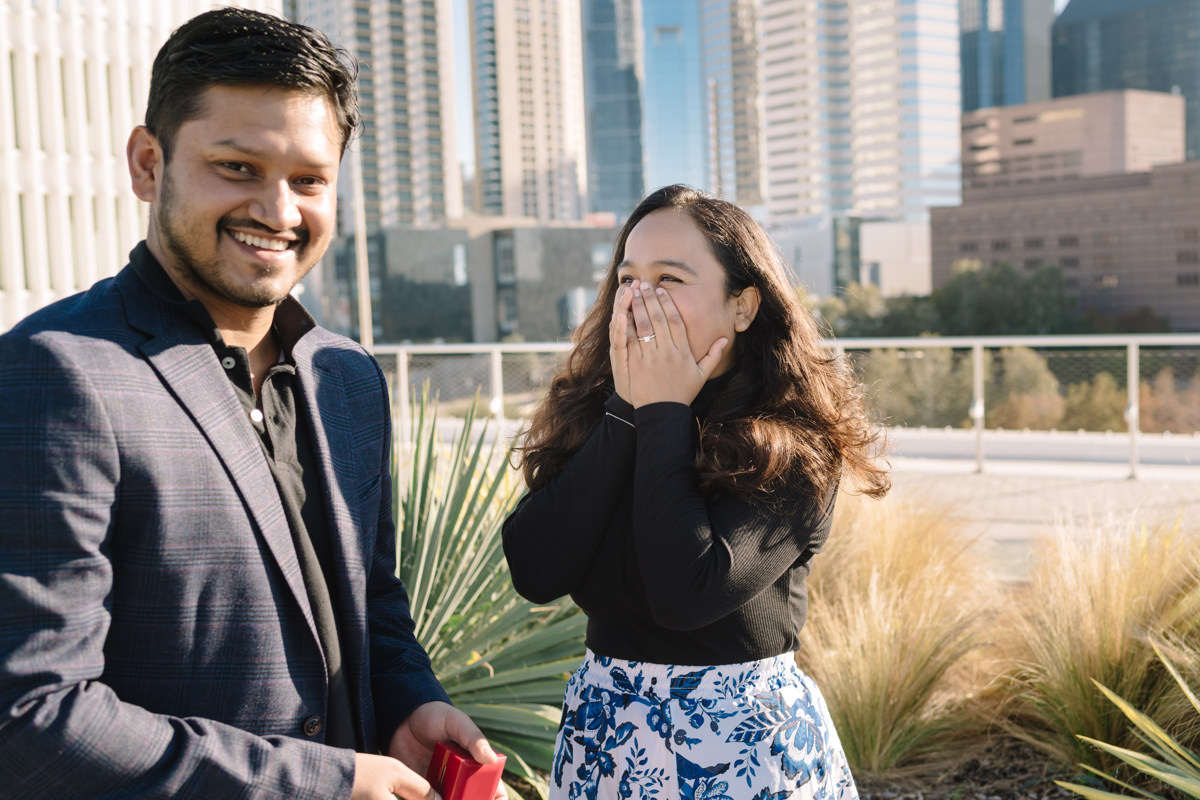 Post Houston HTX building sky garden rooftop garden engagement proposal location best houston photographer