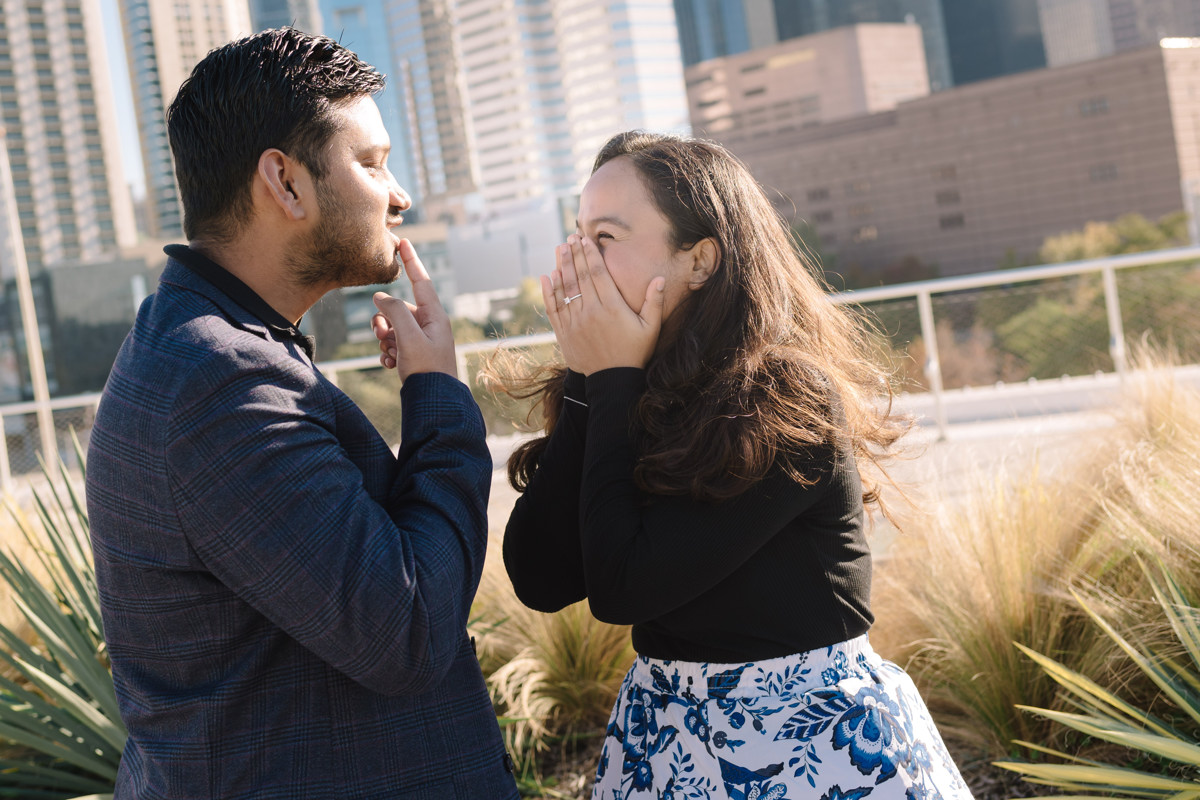 Post Houston HTX building sky garden rooftop garden engagement proposal location best houston photographer