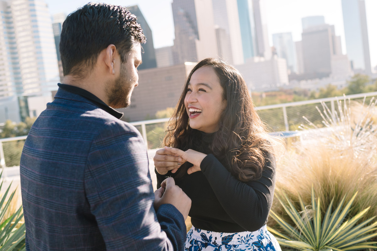 Post Houston HTX building sky garden rooftop garden engagement proposal location best houston photographer