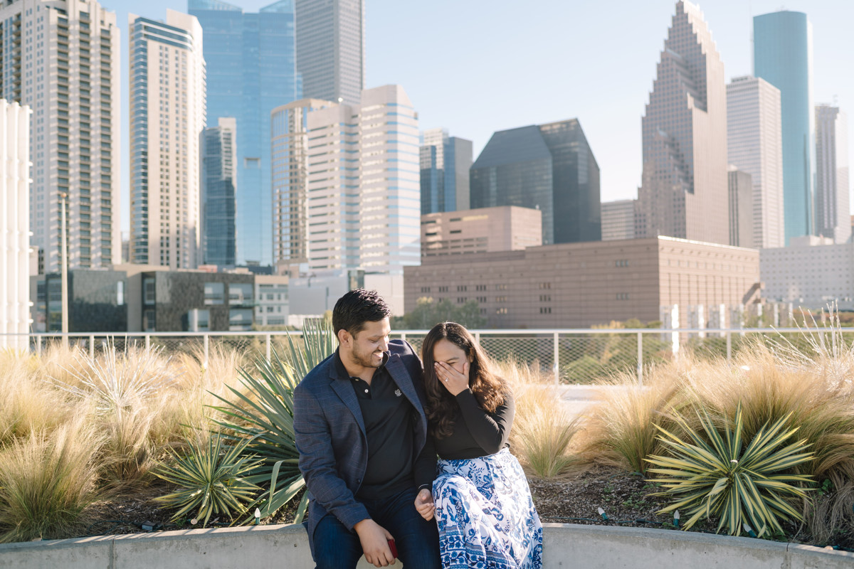 Post Houston HTX building sky garden rooftop garden engagement proposal location best houston photographer