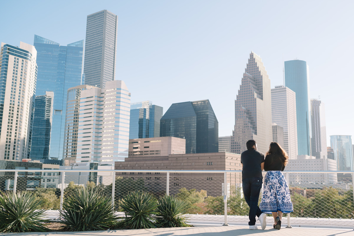 Post Houston HTX building sky garden rooftop garden engagement proposal location best houston photographer